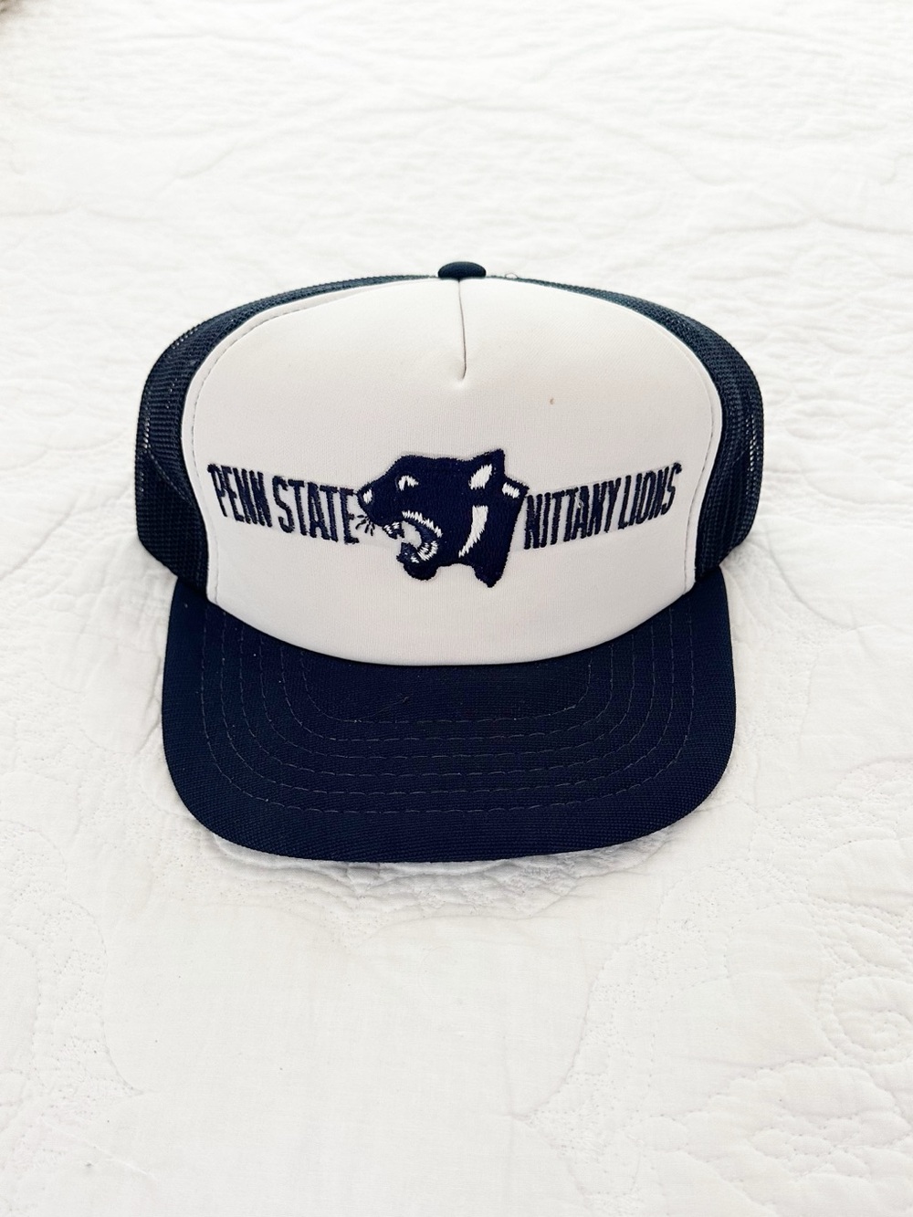 Vintage Penn State Nittany Lions Trucker Hat - White & Navy Snapback